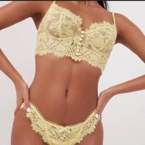For Love And Lemons Yellow Lace Bra